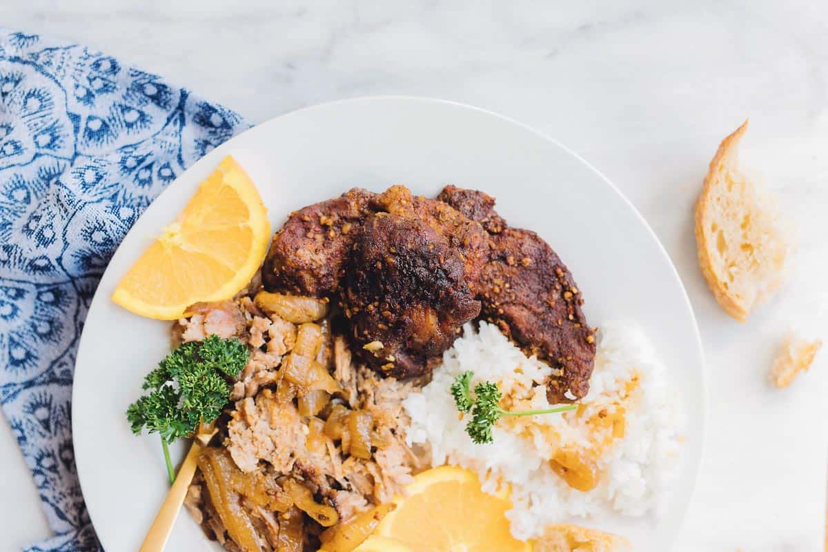 Mmmm!!! Orange Spiced Pork freezer meal. The citrus from the orange and the spice from the cloves, nutmeg, and seasoning packet will make your taste buds go wild.