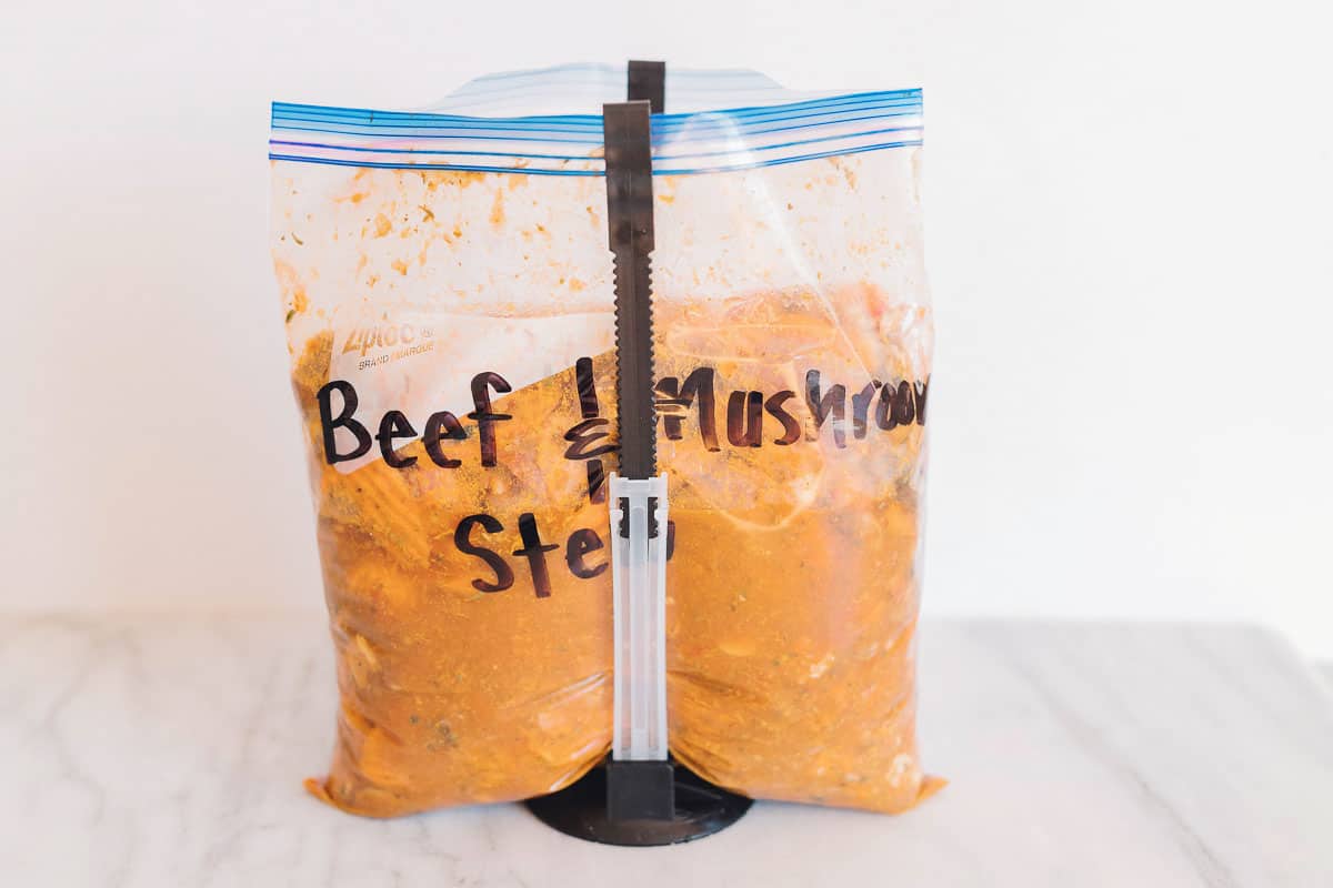 Beef and Mushroom stew freezer meal - slowcooker meal recipe!