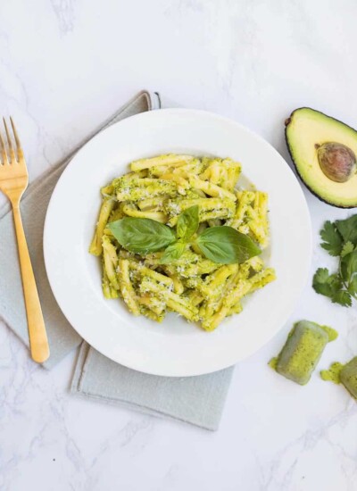 My world will never be the same again after making this delectable Avocado Pesto sauce. Avocado Pesto is delicious on pasta, zoodles, as a dip, atop French fries, and even a top a salad! There is nothing I wouldn’t put this delicious, nutty, robust pesto on. NOTHING...okay, maybe not a cake… but still….