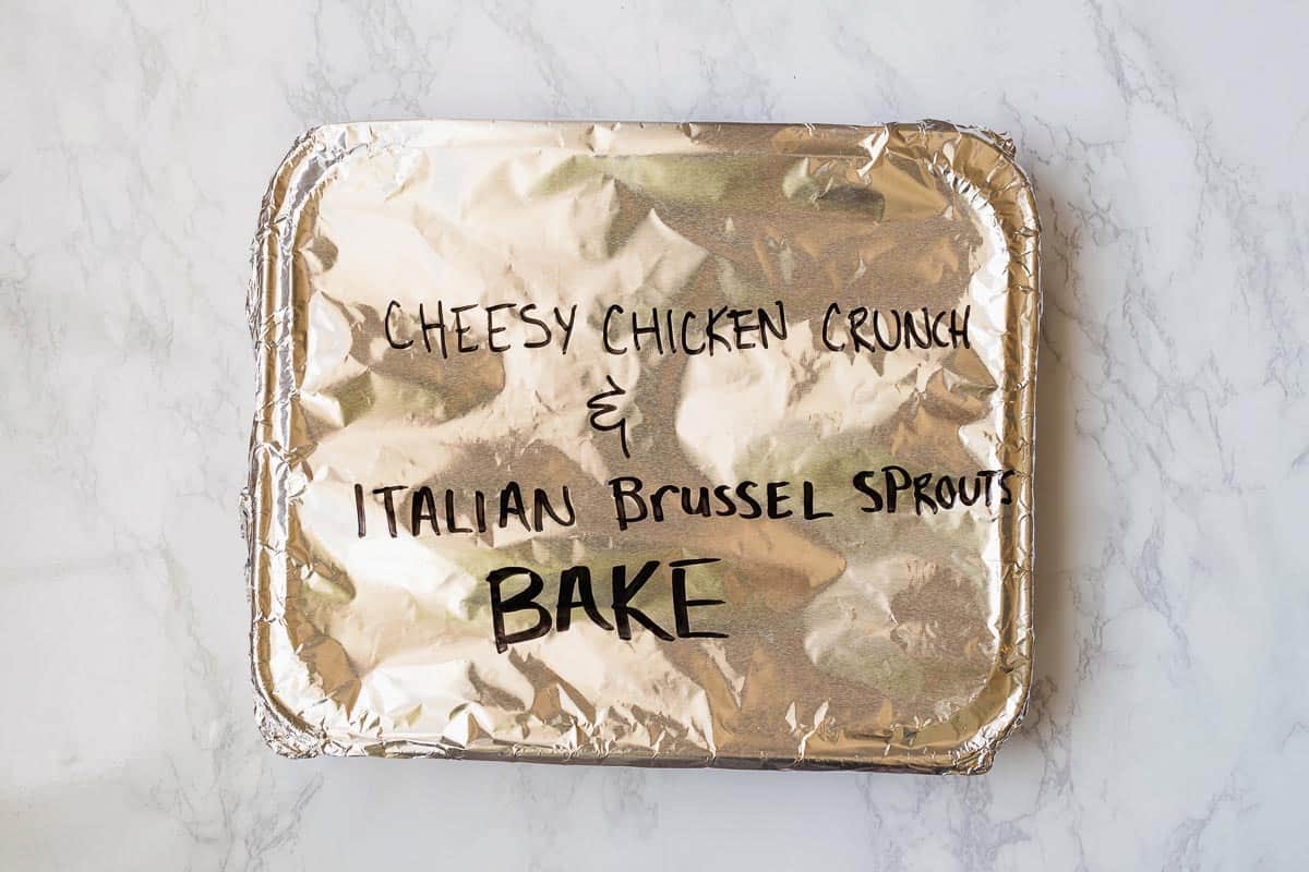Need a quick dinner? Try this Cheesy Crunch Chicken & Italian Brussel Sprouts Bake! This dish comes together super simply and is cooked all in one dish. Can I get a hallelujah?! 