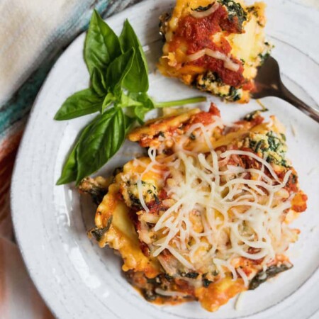 plated baked ravioli lasagna bake