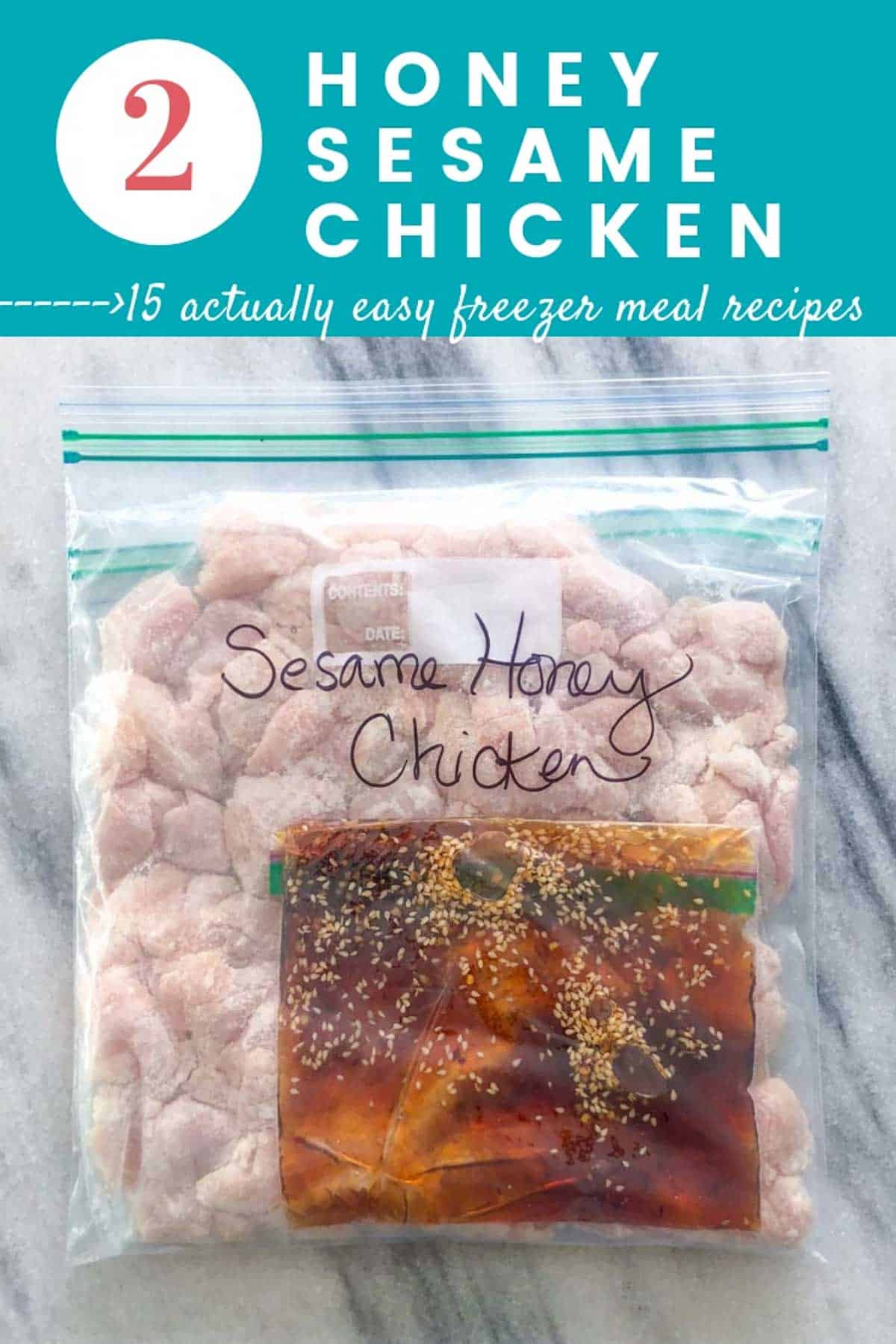 Easy freezer meals: Honey Sesame Chicken in a freezer bag