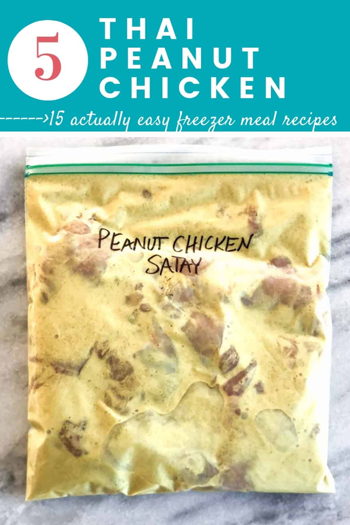 Easy chicken freezer meal recipes like this Thai Peanut Chicken in a freezer bag are delish!