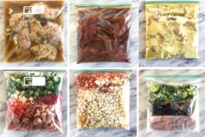 Fifteen bags of freezer meals.