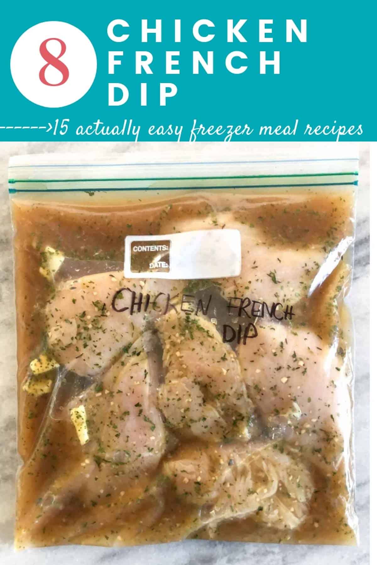 Easy freezer Meals Chicken French Dip freezer meal in bag