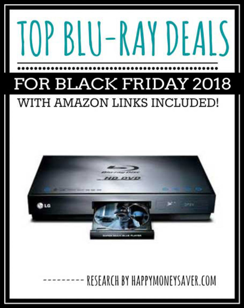 Blu-ray player with text \"Top Blu-Ray Deals for Black Friday 2018 with Amazon links included!\"