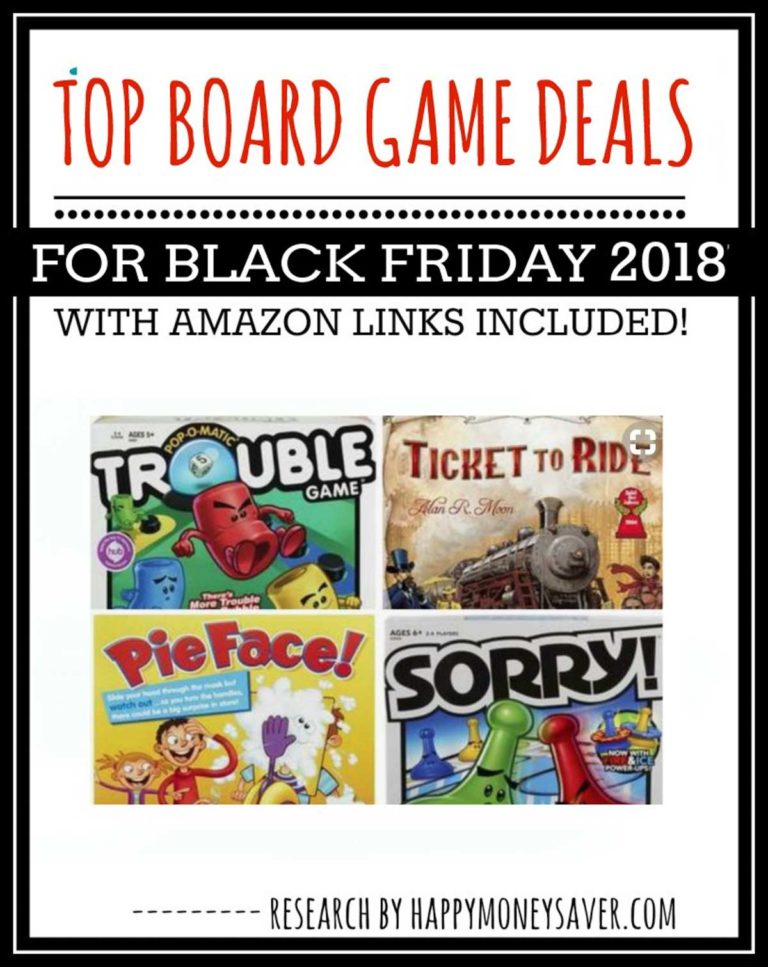 Collage of board games with text \"Top Board Game Deals for Black Friday 2018 with Amazon links included!\"