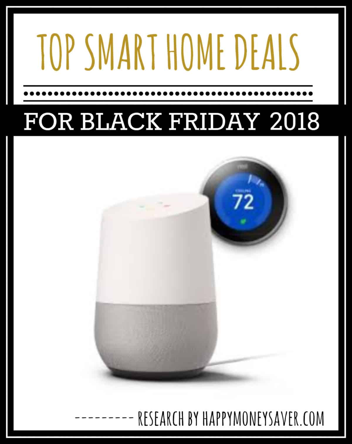 Collage of smart devices with text \"Top Smart Home Deals for Black Friday 2018.\"