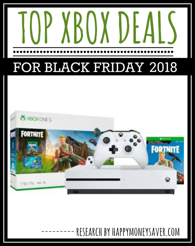 XBox One S and Fortnite with text \"Top XBox Deals for Black Friday 2018.\"