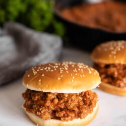 Two sloppy joes on buns.