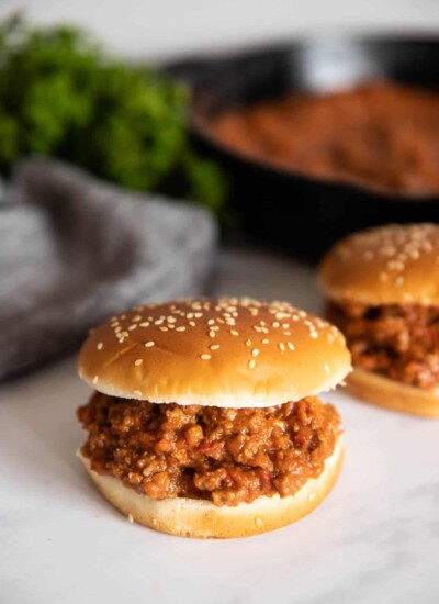 Two sloppy joes on buns.
