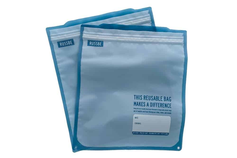 2 Russbe Gallon sized freezer safe reusable bags, empty 