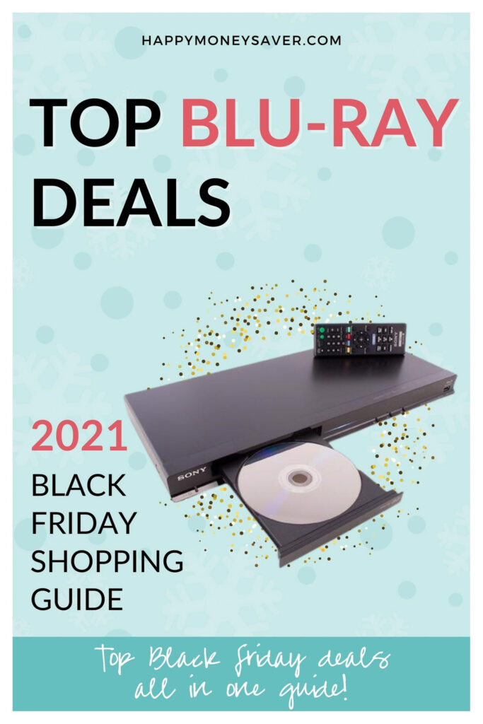 BluRay Deals for Black Friday 2021 graphic image with a bluray player in the center