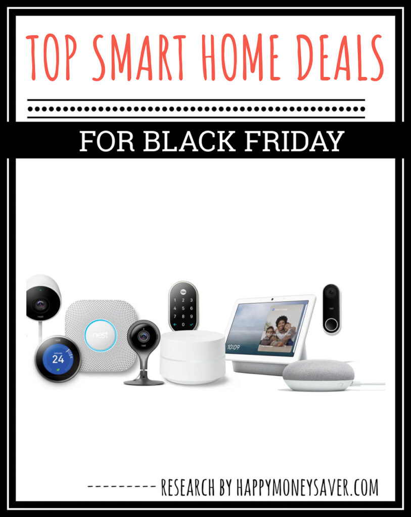 smart home black friday deals with picture of smarthome thermostat and other smart home devices