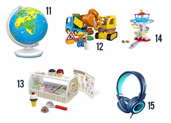 37 Best Gifts for Toddlers in 2021 items number 11-15 on a white background. 