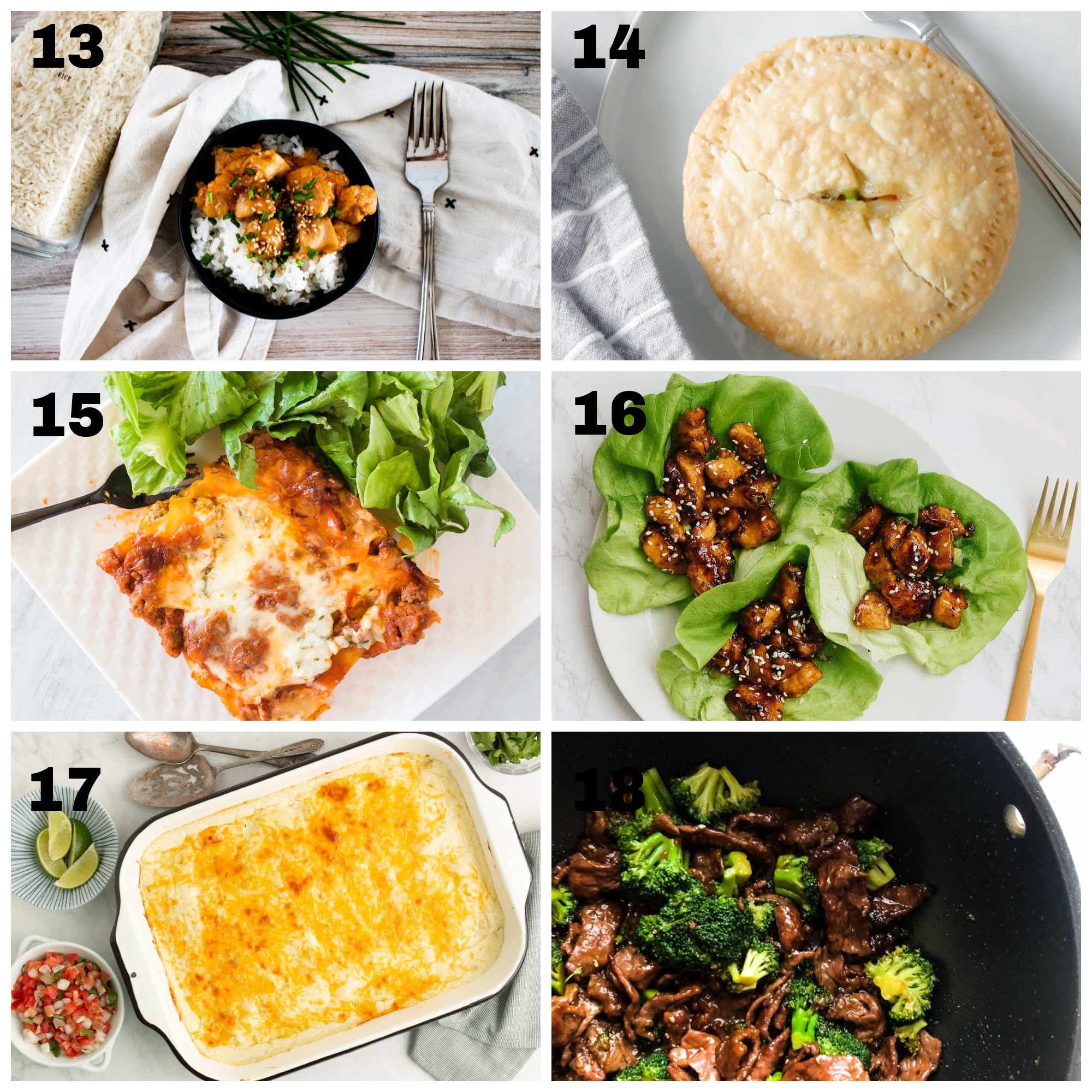 6 dinner ideas for meals for two that are make ahead and freezer-friendly labeled 13-18