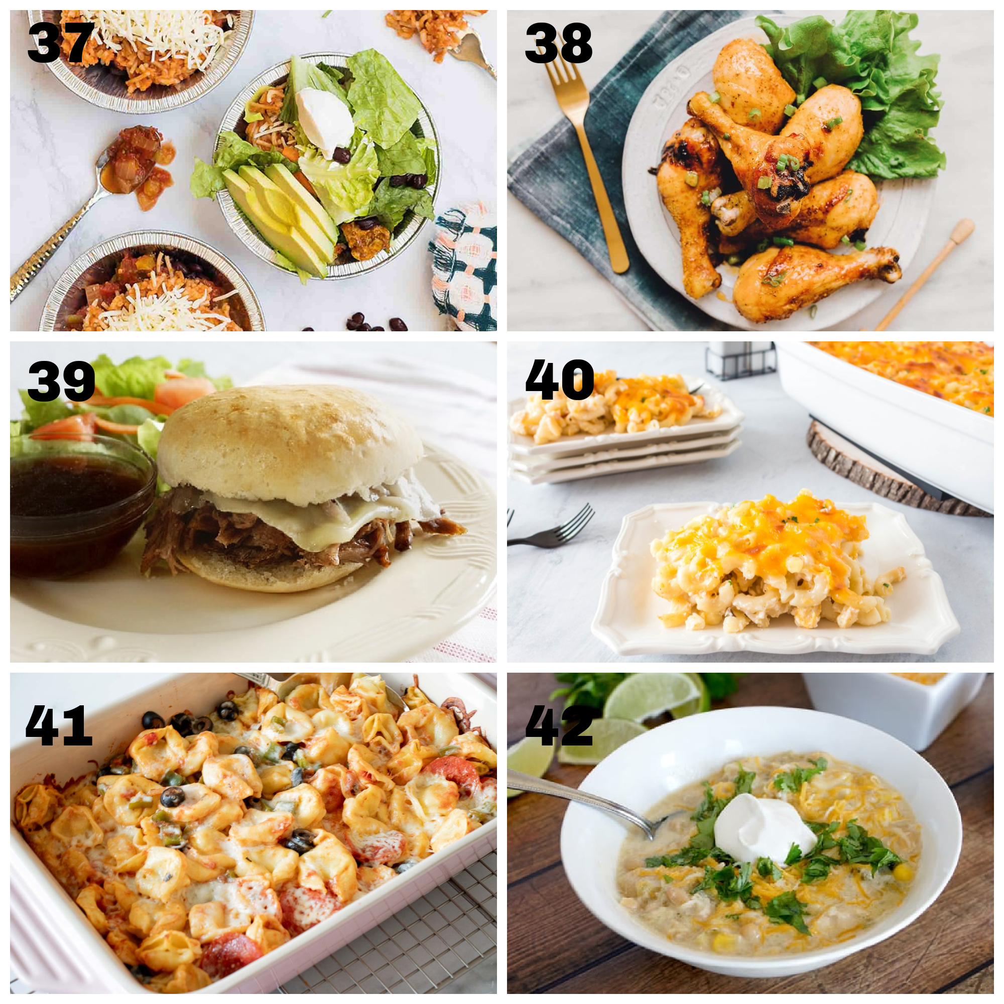 6 dinner ideas for meals for two that are make ahead and freezer-friendly labeled 37-42.
