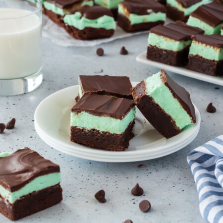 Plates of Creme de Menthe brownies.