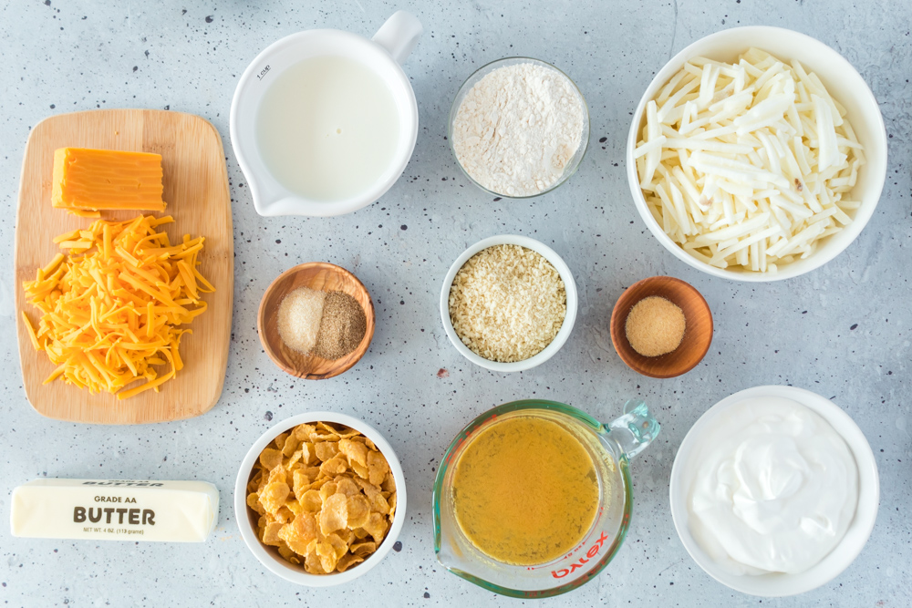 Ingredients to make potato casserole.