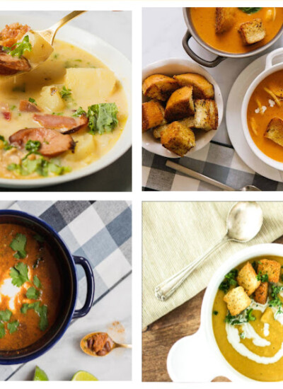 Collage of four different soups.