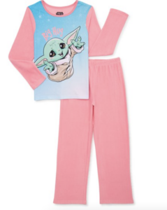 Set of pink Baby Yoda/Grogu pajamas.