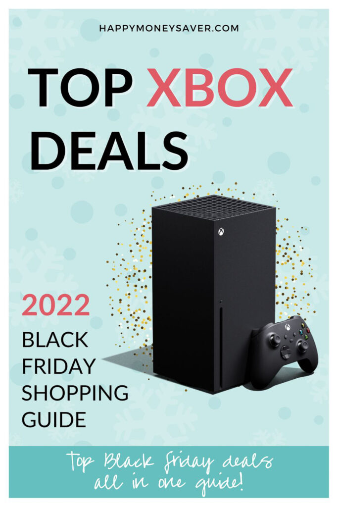 Graphic with top xbox deals 2022 black friday written and pictured is xbox with remote controller. 