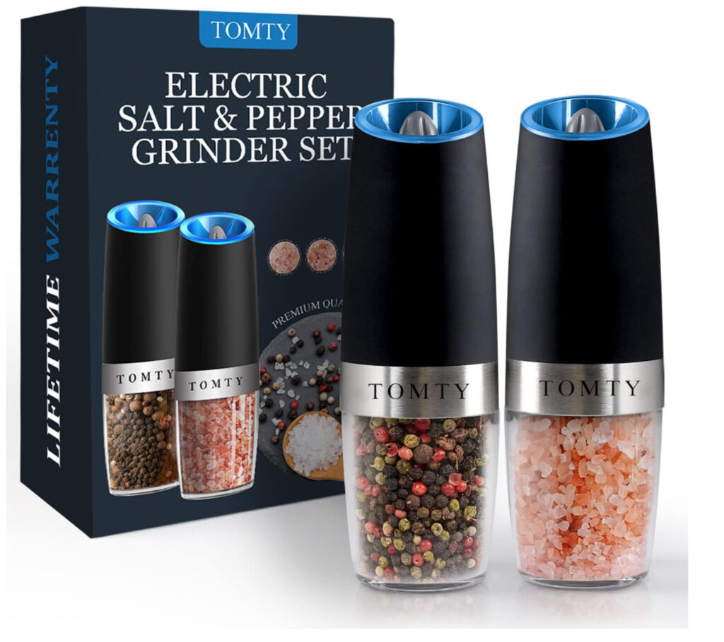 salt and pepper electric grinder set with box - great white elephant gift idea they will fight for