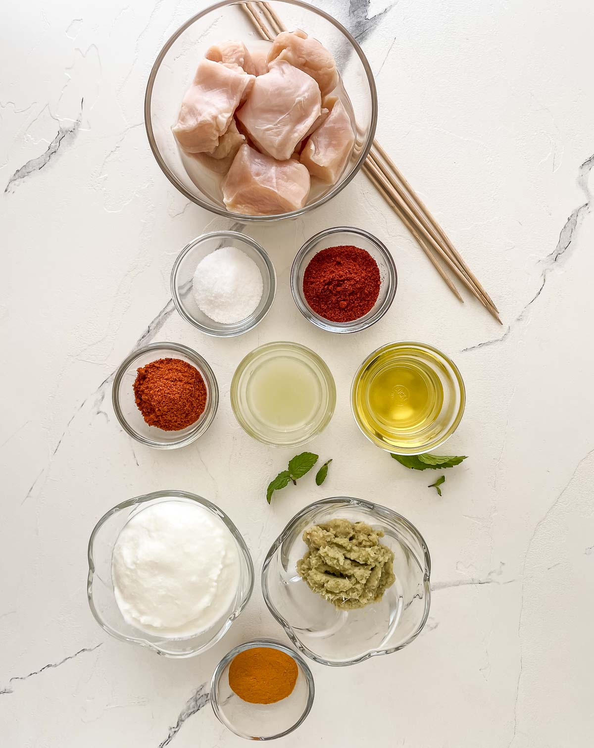 photo of ingredients to make air fryer tandoori chicken.