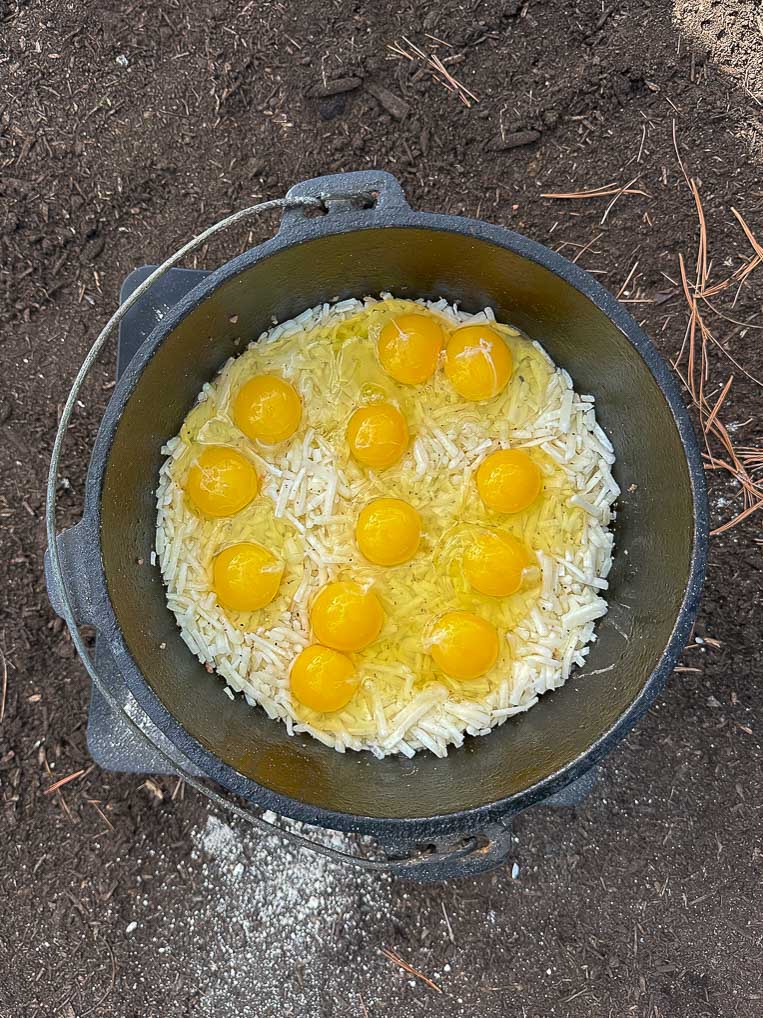 eggs are cracked on top.